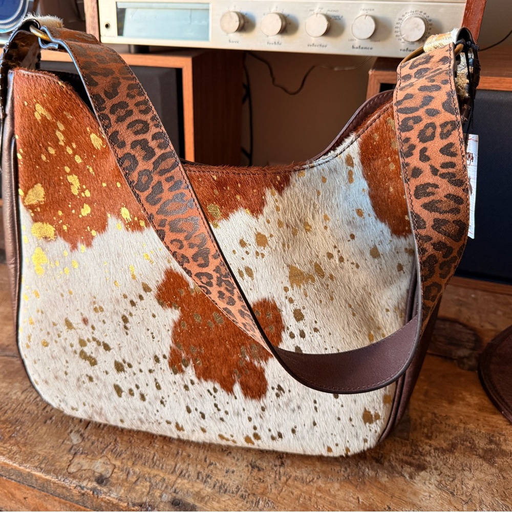 Nocona Aspen style spotted calf conceal carry shoulder bag.